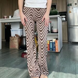 Urban Outfitters groovy swirly printed flared stretchy soft high-rise pants